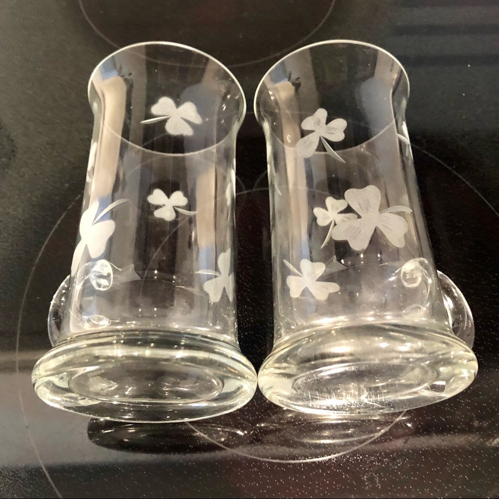 ☘️ Pair Vintage Irish Coffee Mugs Glass